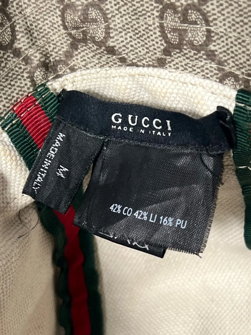 Gucci GG Supreme Monogram Logo Canvas Web Stripe Bucket Hat